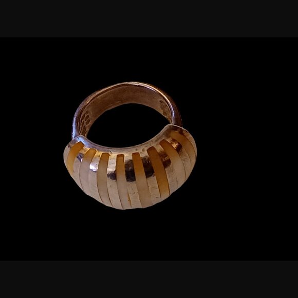 Vintage 925 Sterling Silver Size 5.75 Mother Of Pearl Large Cocktail Ring - Picture 7 of 12